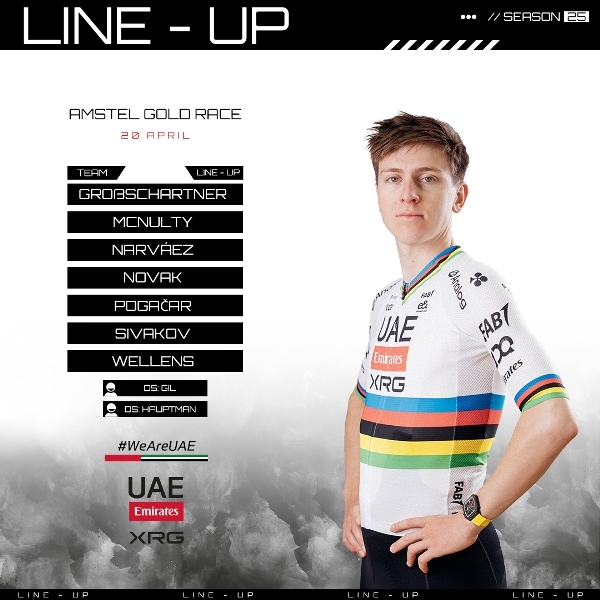 Тадей Погачар возглавит команду UAE Team Emirates XRG на Амстел Голд Рэйс-2025