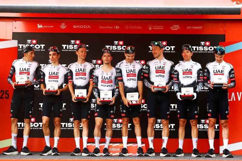 Победа UAE Team Emirates XRG в командной гонке на время на 5-м этапе Вуэльты Испании-2025