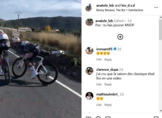 Матье ван дер Пул едва не упал, приняв вызов любителя в спринте на тренировке