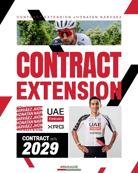 Джонатан Нарваэс продлевает контракт с UAE Team Emirates-XRG до 2029 года